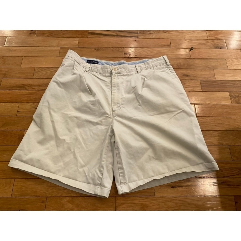 Lands End Mens Pleated Khaki Shorts Dress Casual Classic Size 37‎